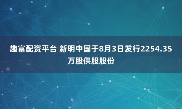 趣富配资平台 新明中国于8月3日发行2254.35万股供股股份